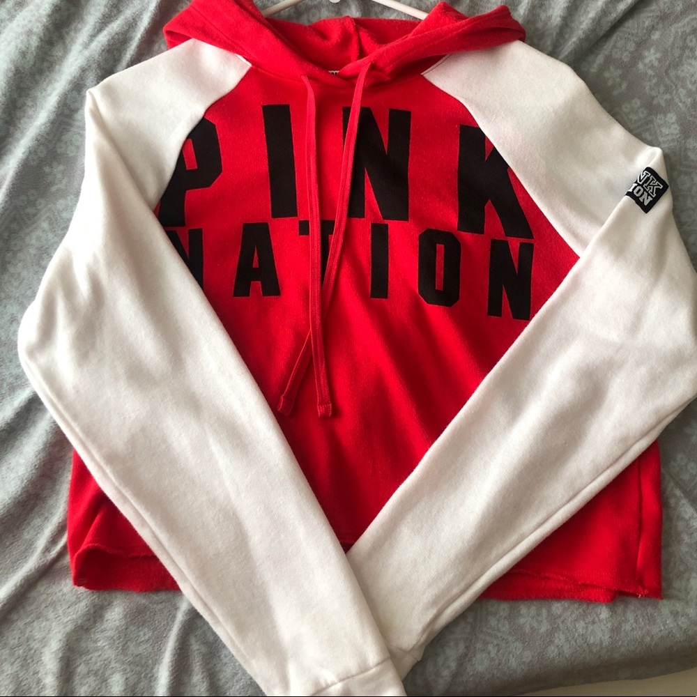 PINK red cropped hoody